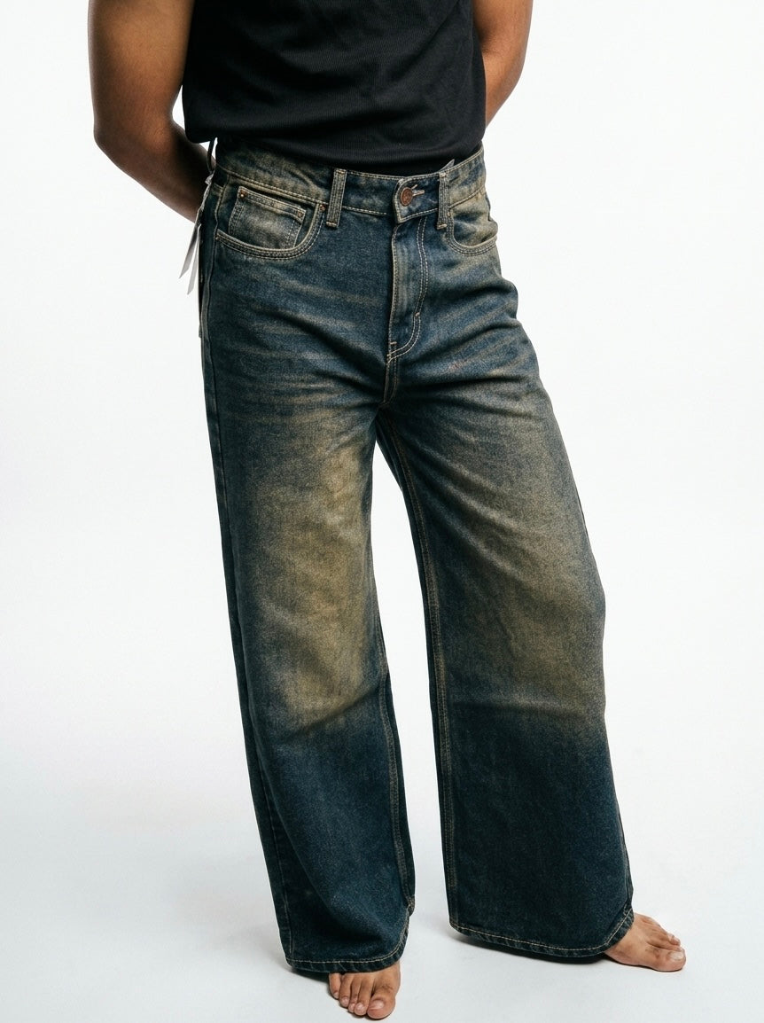 Vintage Wash Wide Leg Jeans