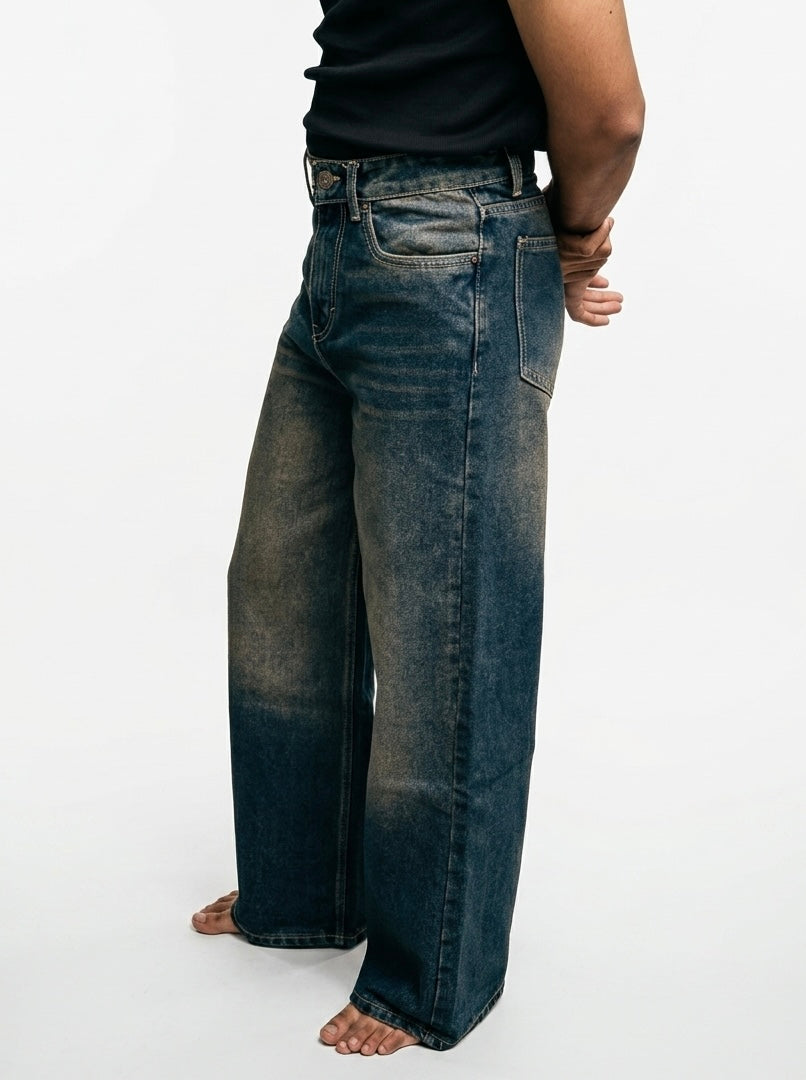 Vintage Wash Wide Leg Jeans
