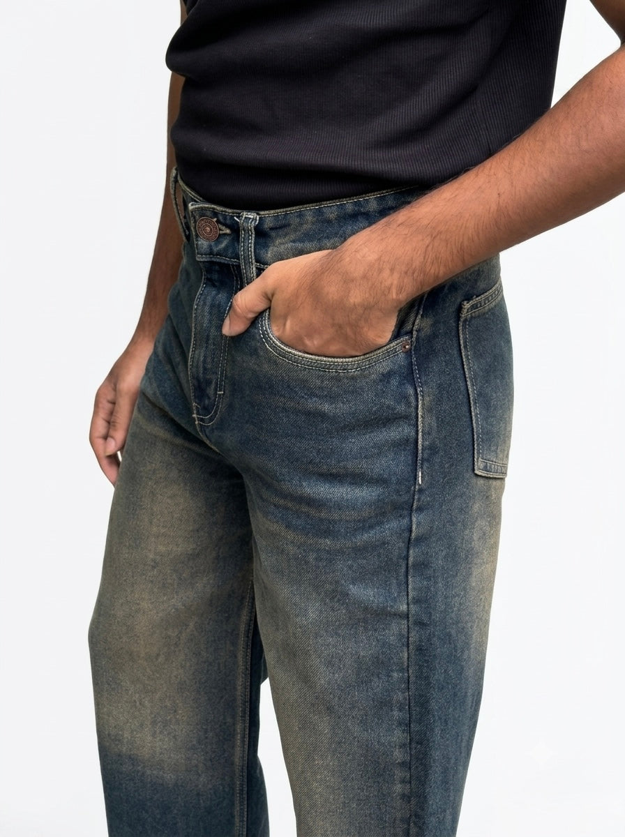 Vintage Wash Wide Leg Jeans