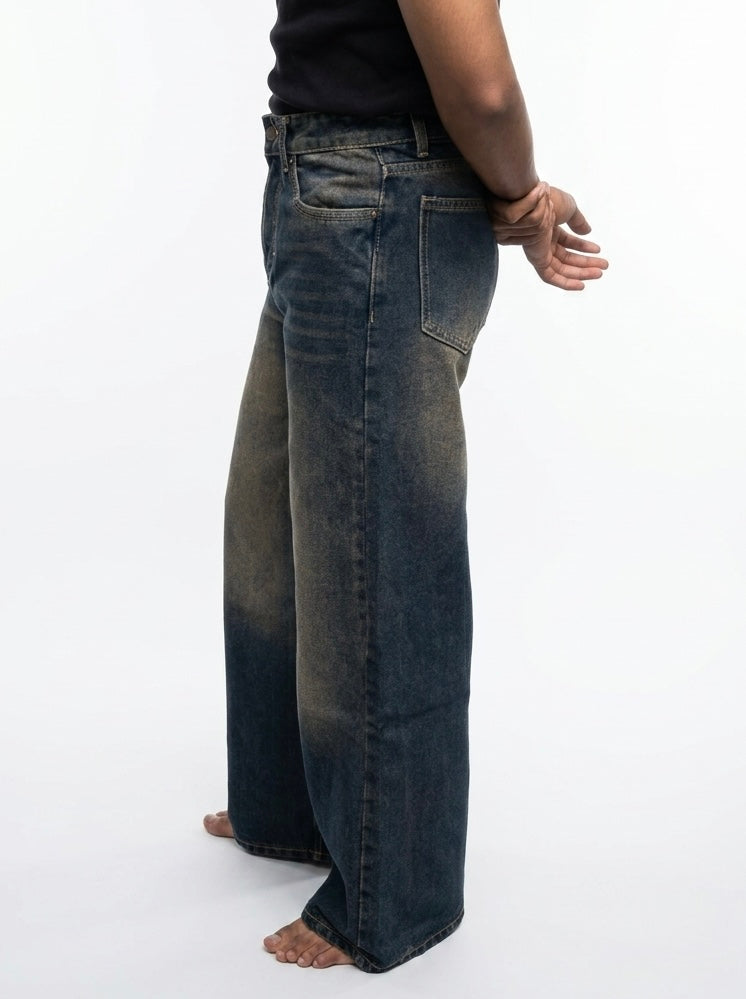 Vintage Wash Wide Leg Jeans